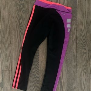 Adidas Leggings Black Orange Purple Girls Size 5